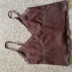 H&M Chocolate Lace Trim Tank Top